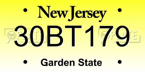 30BT179 New Jersey License Plate