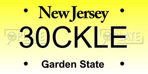 30CKLE New Jersey License Plate