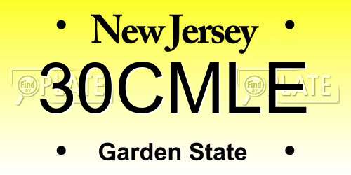 30CMLE New Jersey License Plate