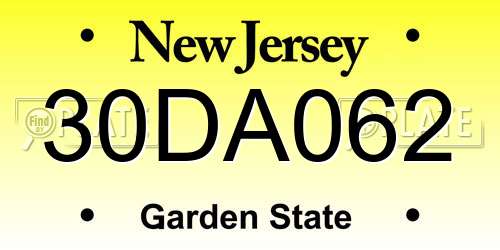 30DA062 New Jersey License Plate