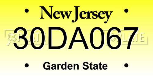 30DA067 New Jersey License Plate
