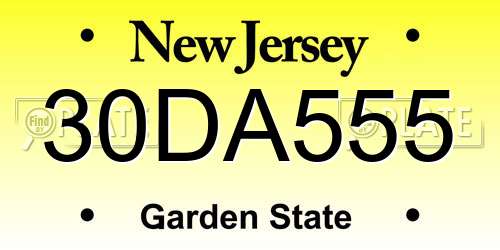 30DA555 New Jersey License Plate