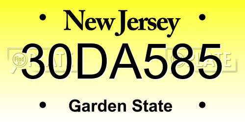 30DA585 New Jersey License Plate