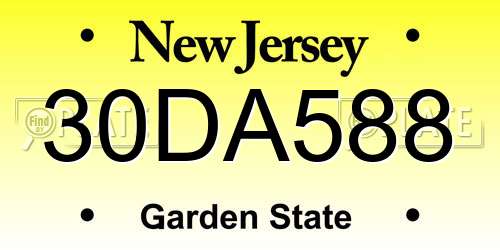 30DA588 New Jersey License Plate