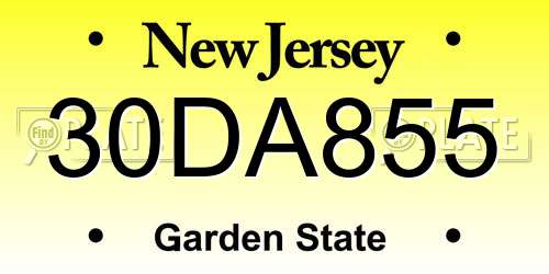 30DA855 New Jersey License Plate