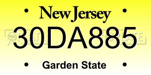 30DA885 New Jersey License Plate