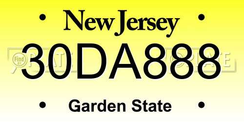 30DA888 New Jersey License Plate