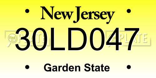 30LD047 New Jersey License Plate