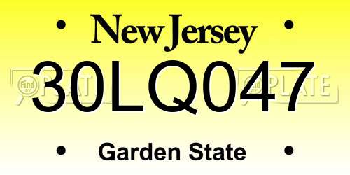 30LQ047 New Jersey License Plate