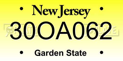 30OA062 New Jersey License Plate