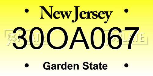 30OA067 New Jersey License Plate