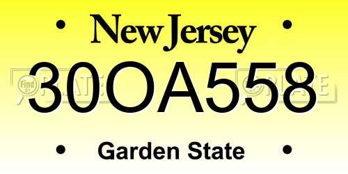 30OA558 New Jersey License Plate