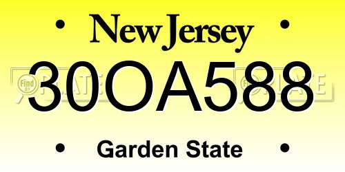 30OA588 New Jersey License Plate
