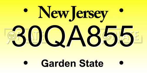 30QA855 New Jersey License Plate