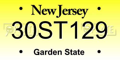 30ST129 New Jersey License Plate