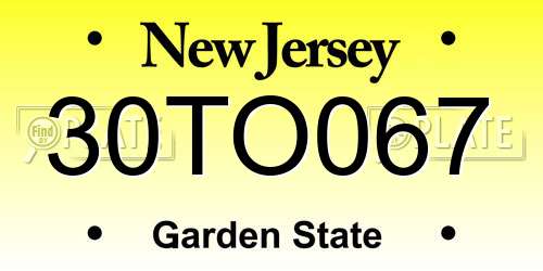 30TO067 New Jersey License Plate