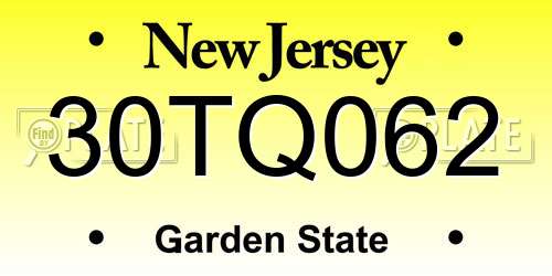 30TQ062 New Jersey License Plate