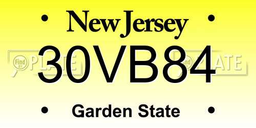 30VB84 New Jersey License Plate