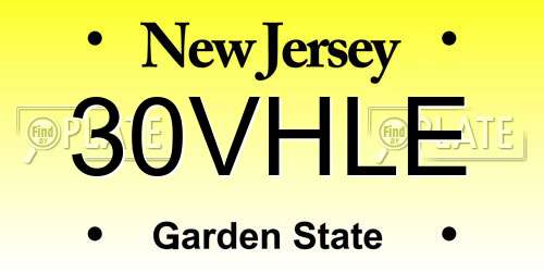 30VHLE New Jersey License Plate