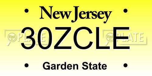 30ZCLE New Jersey License Plate