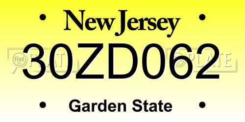 30ZD062 New Jersey License Plate