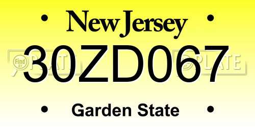 30ZD067 New Jersey License Plate