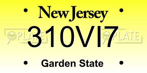 310VI7 New Jersey License Plate
