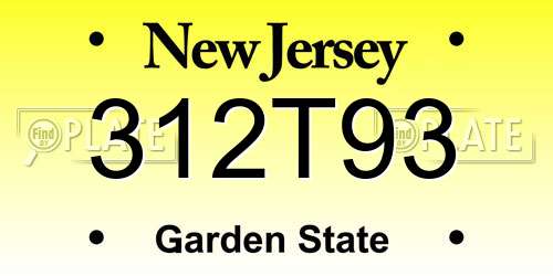 312T93 New Jersey License Plate