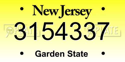 3154337 New Jersey License Plate