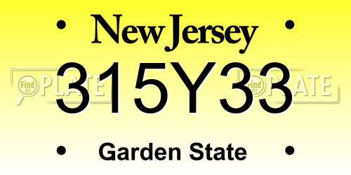 315Y33 New Jersey License Plate