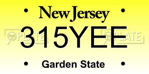 315YEE New Jersey License Plate