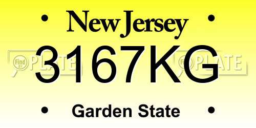 3167KG New Jersey License Plate