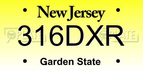 316DXR New Jersey License Plate