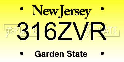 316ZVR New Jersey License Plate