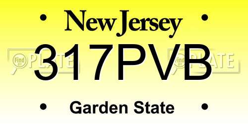 317PVB New Jersey License Plate