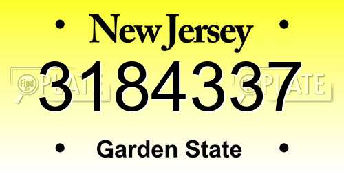 3184337 New Jersey License Plate