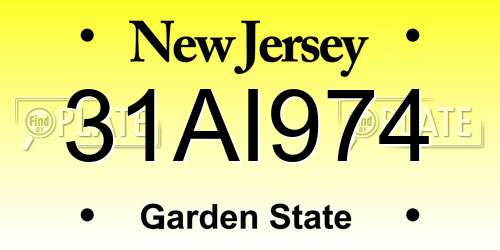 31AI974 New Jersey License Plate