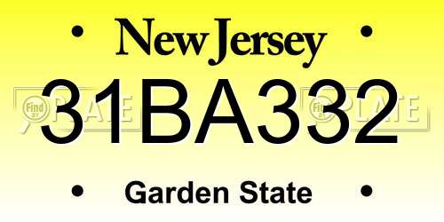 31BA332 New Jersey License Plate