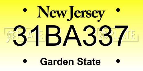 31BA337 New Jersey License Plate