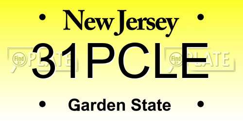 31PCLE New Jersey License Plate