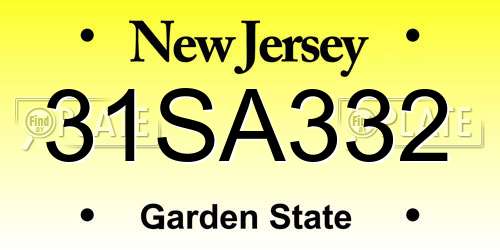 31SA332 New Jersey License Plate