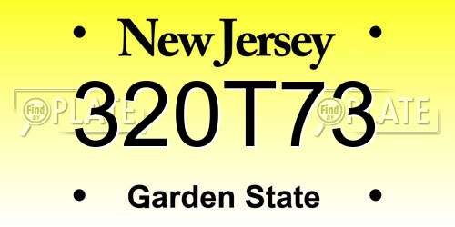 320T73 New Jersey License Plate