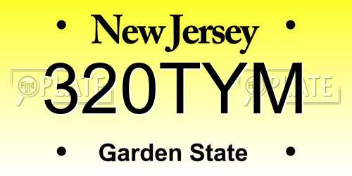 320TYM New Jersey License Plate
