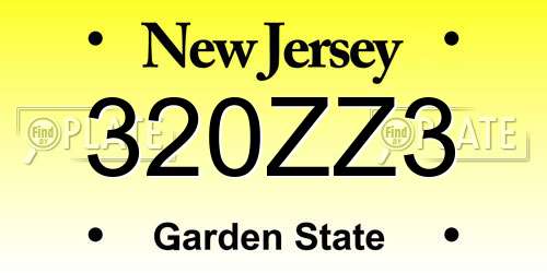 320ZZ3 New Jersey License Plate