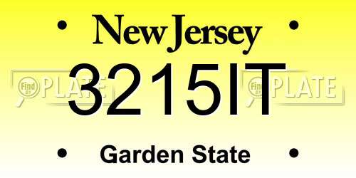 3215IT New Jersey License Plate