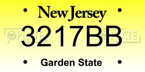 3217BB New Jersey License Plate