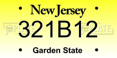 321B12 New Jersey License Plate