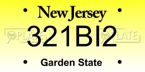 321BI2 New Jersey License Plate
