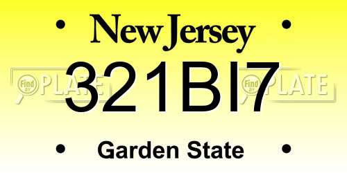 321BI7 New Jersey License Plate