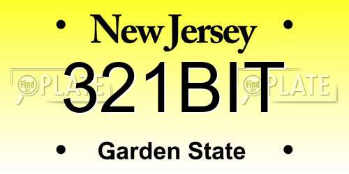 321BIT New Jersey License Plate